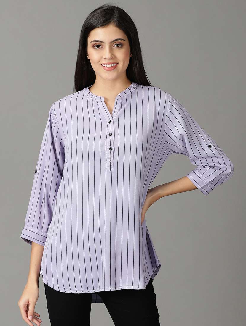 women's straight mandarin neck top - 19159897 -  Zoom Image - 0