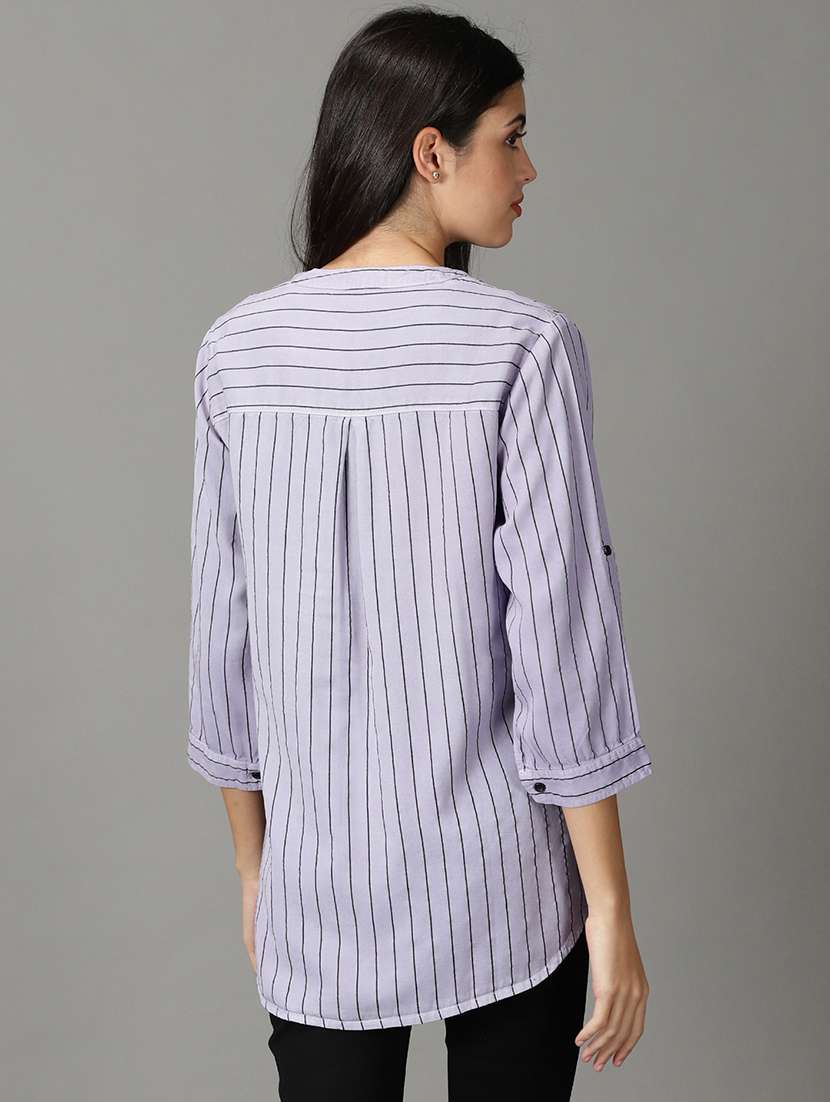 women's straight mandarin neck top - 19159897 -  Standard Image - 3