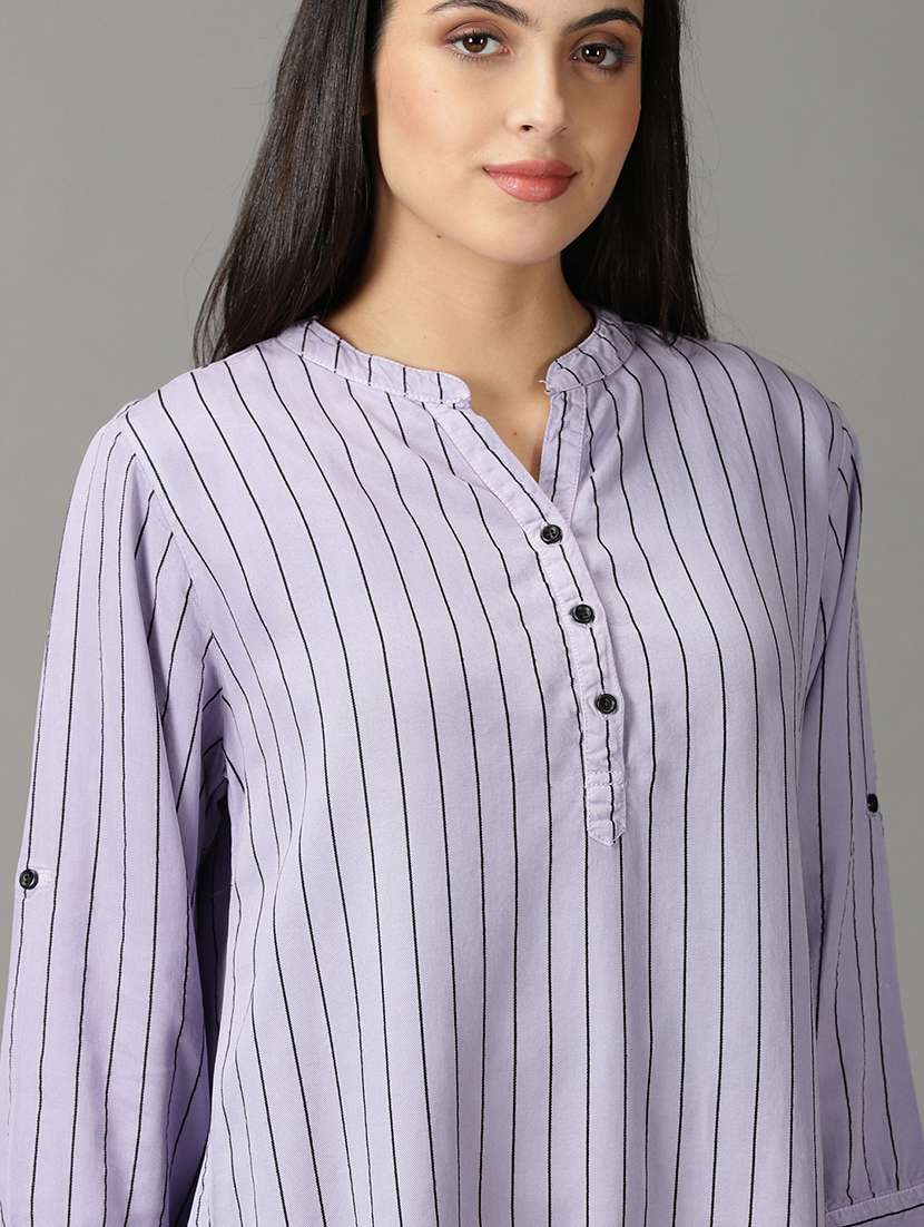 women's straight mandarin neck top - 19159897 -  Standard Image - 5