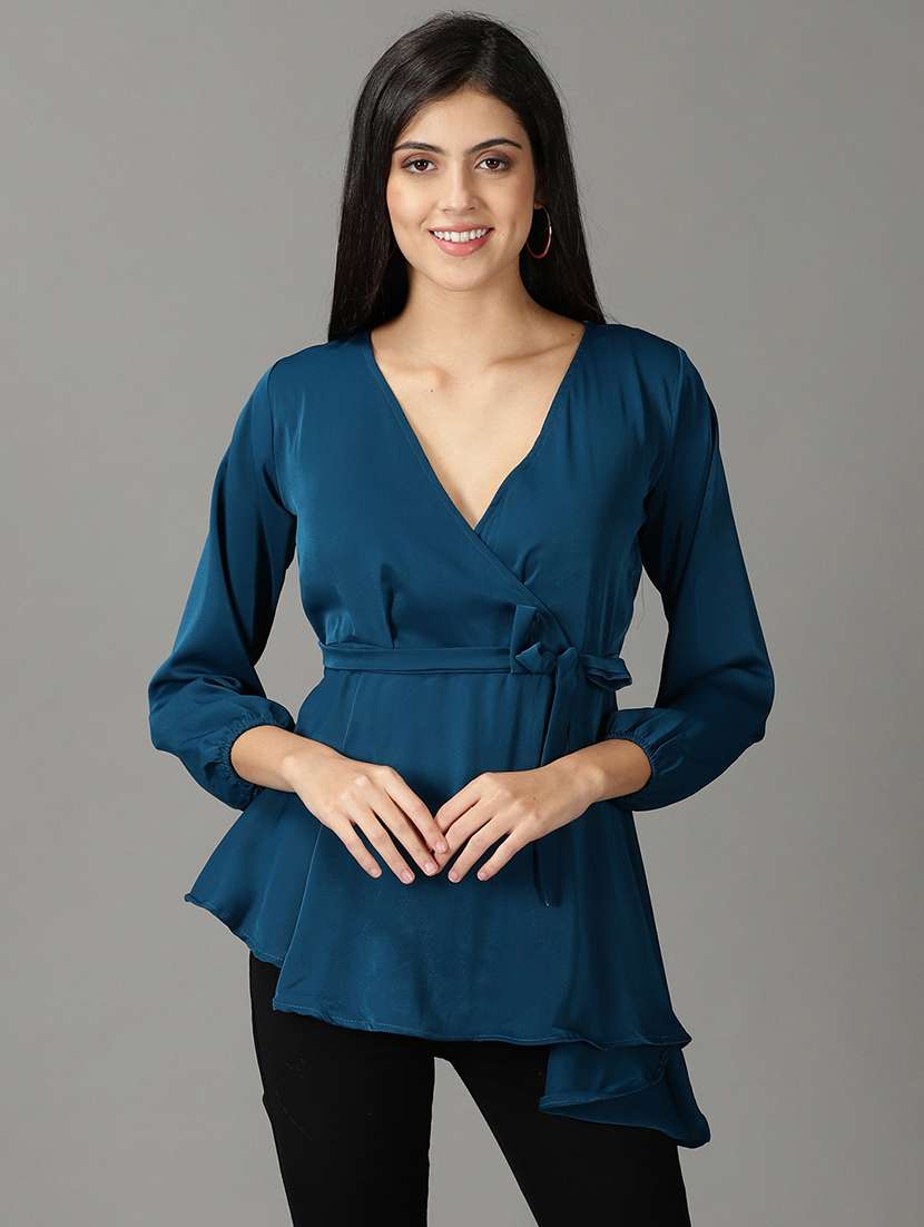 women's peplum v neck top