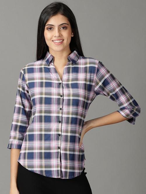 curved hem checkered regular shirt - 19159905 -  Standard Image - 0