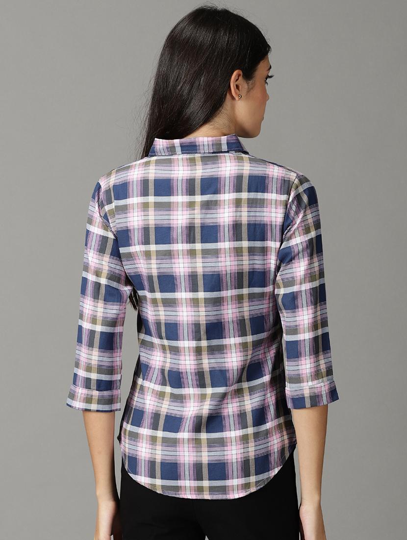curved hem checkered regular shirt - 19159905 - Standard Image - 3