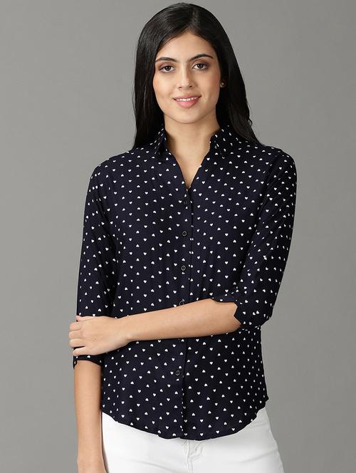 curved hem printed shirt - 19159912 -  Standard Image - 0