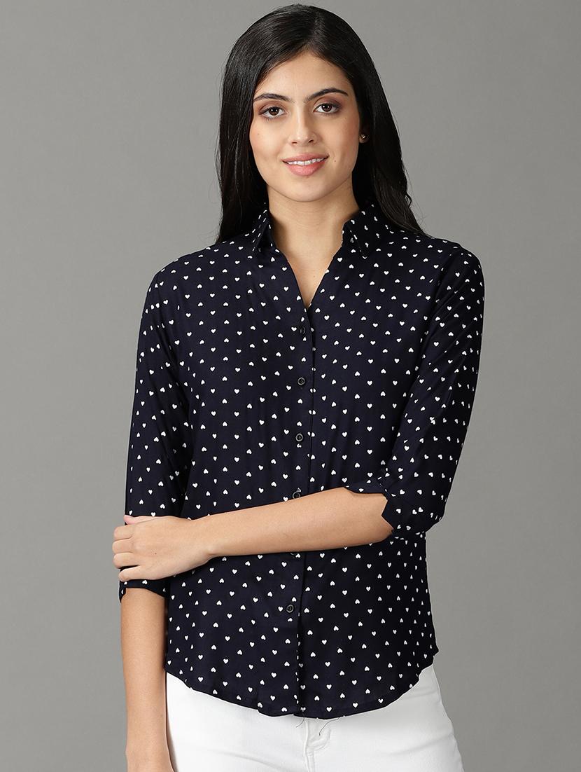 curved hem printed shirt - 19159912 -  Zoom Image - 0