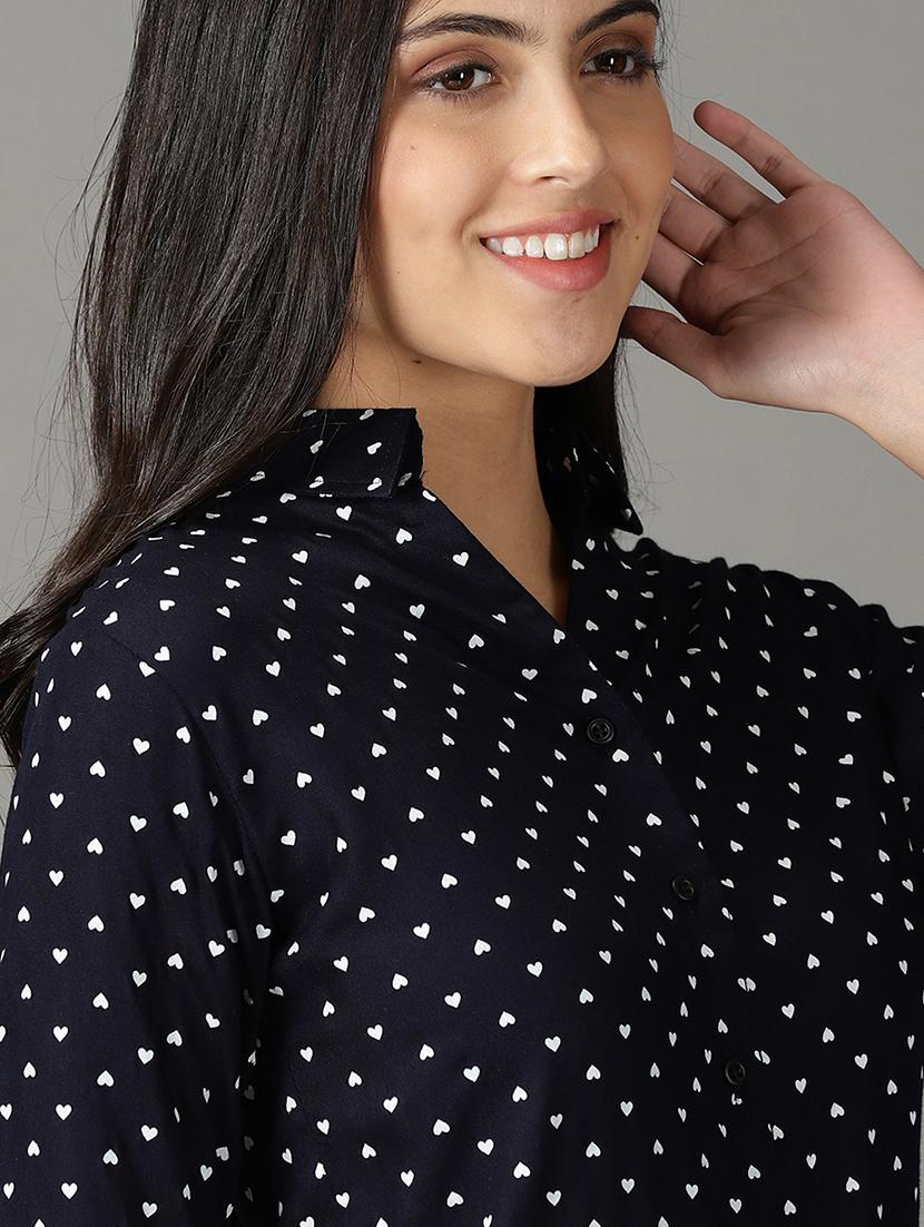 curved hem printed shirt - 19159912 - Standard Image - 5