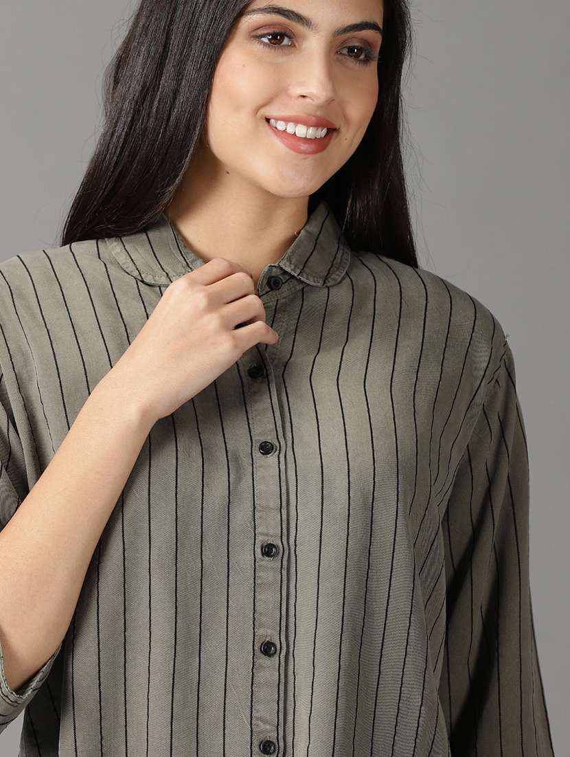 fringed hem striped shirt - 19159922 -  Standard Image - 5