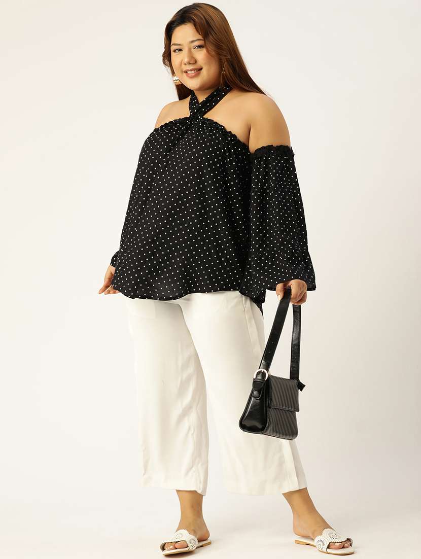 women plus size polka doted halter neck top - 19160292 -  Standard Image - 3