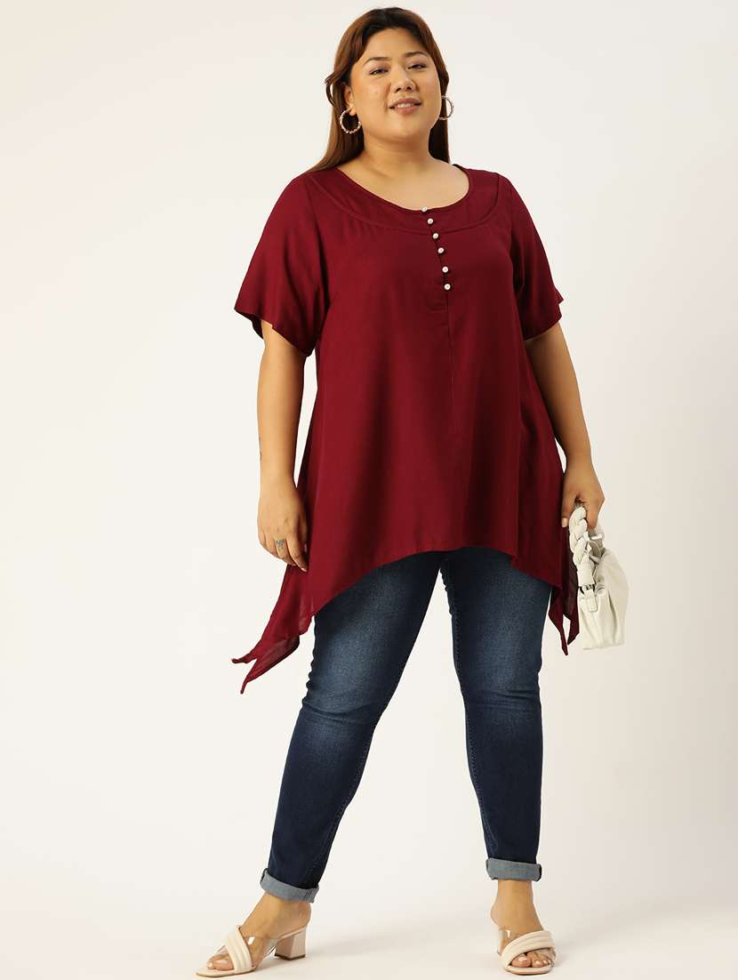 women's asymmetric round neck top - 19160412 - Standard Image - 3