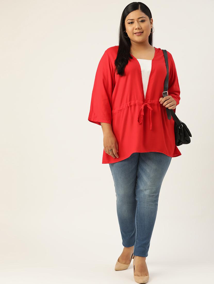 women's straight v neck top - 19160523 - Standard Image - 3