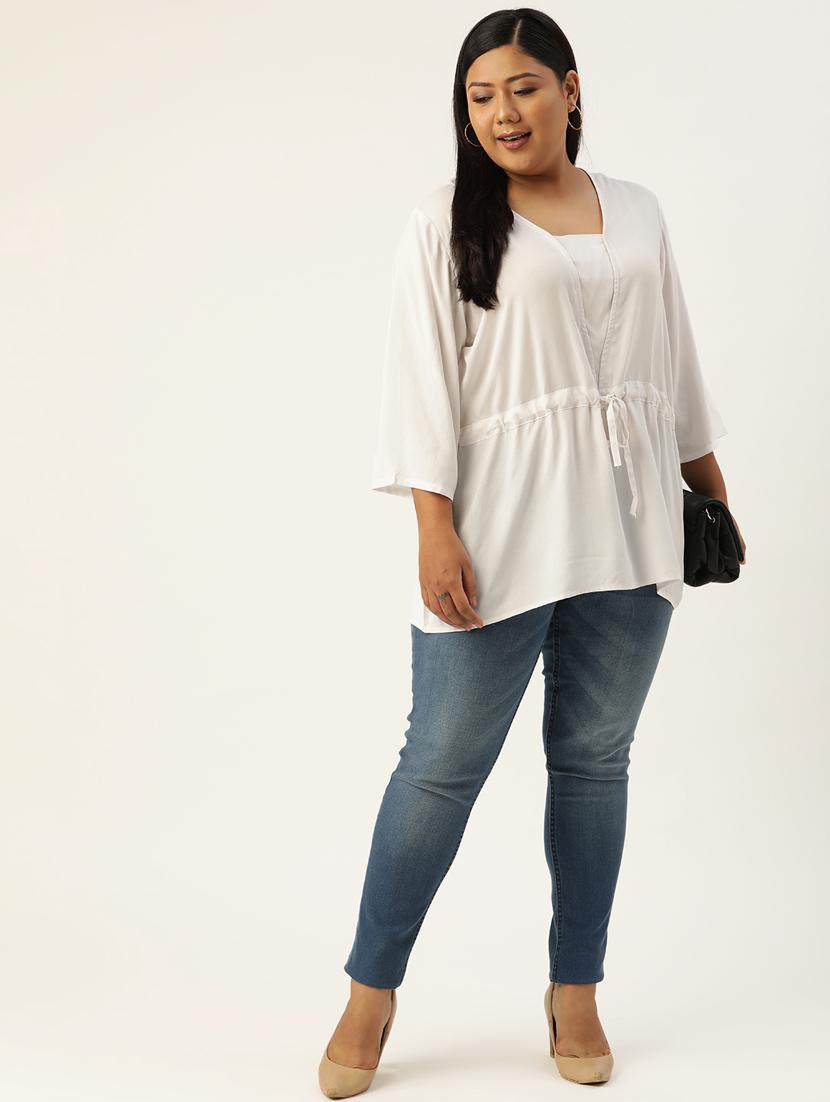 women's a line v neck top - 19160524 - Standard Image - 3