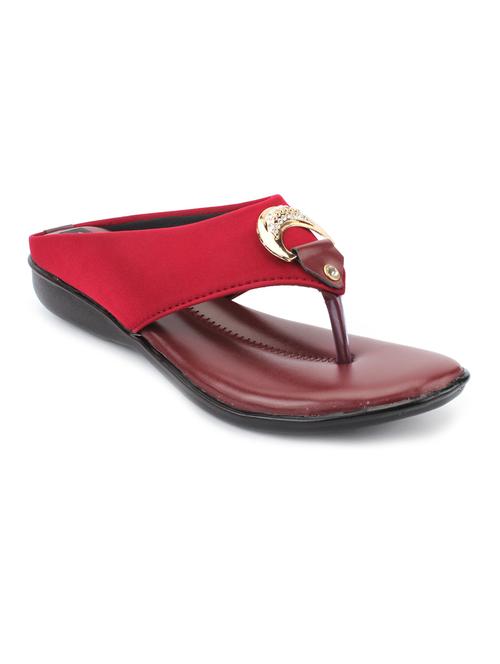 maroon leatherette slip on sandals - 19160698 - Standard Image - 0