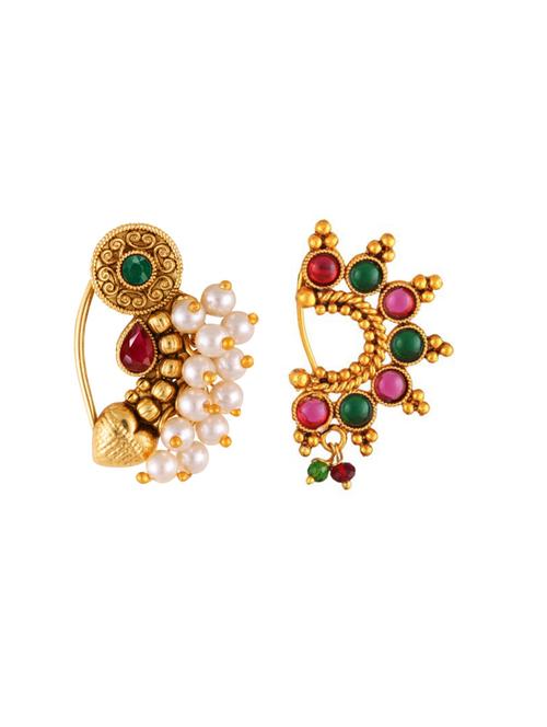 multi colored brass naath nose pin - 19160830 - Standard Image - 0