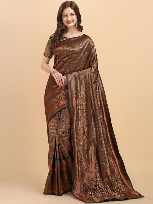 self designed jacquard saree with blouse - 19161161 -  Standard Image - 0
