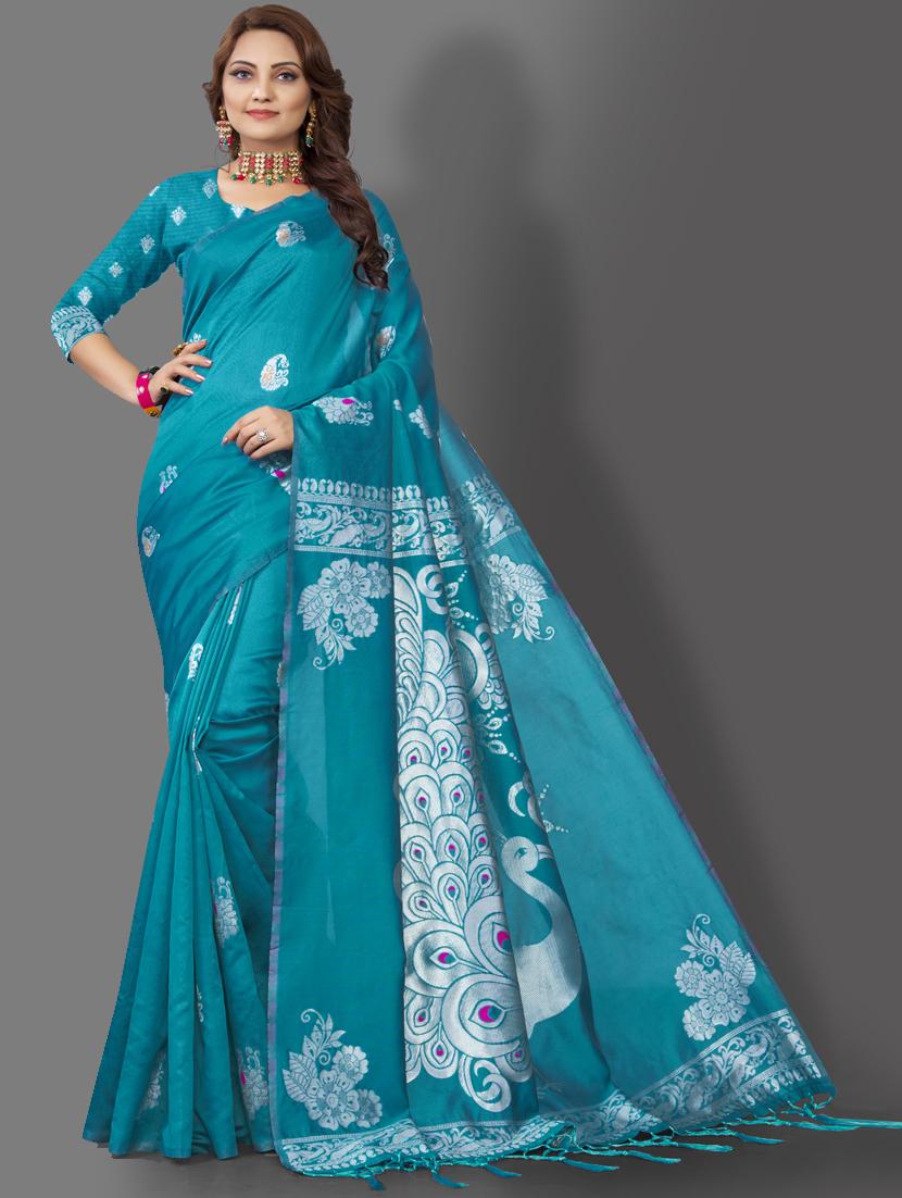 self designed jacquard saree with blouse - 19161172 -  Zoom Image - 0