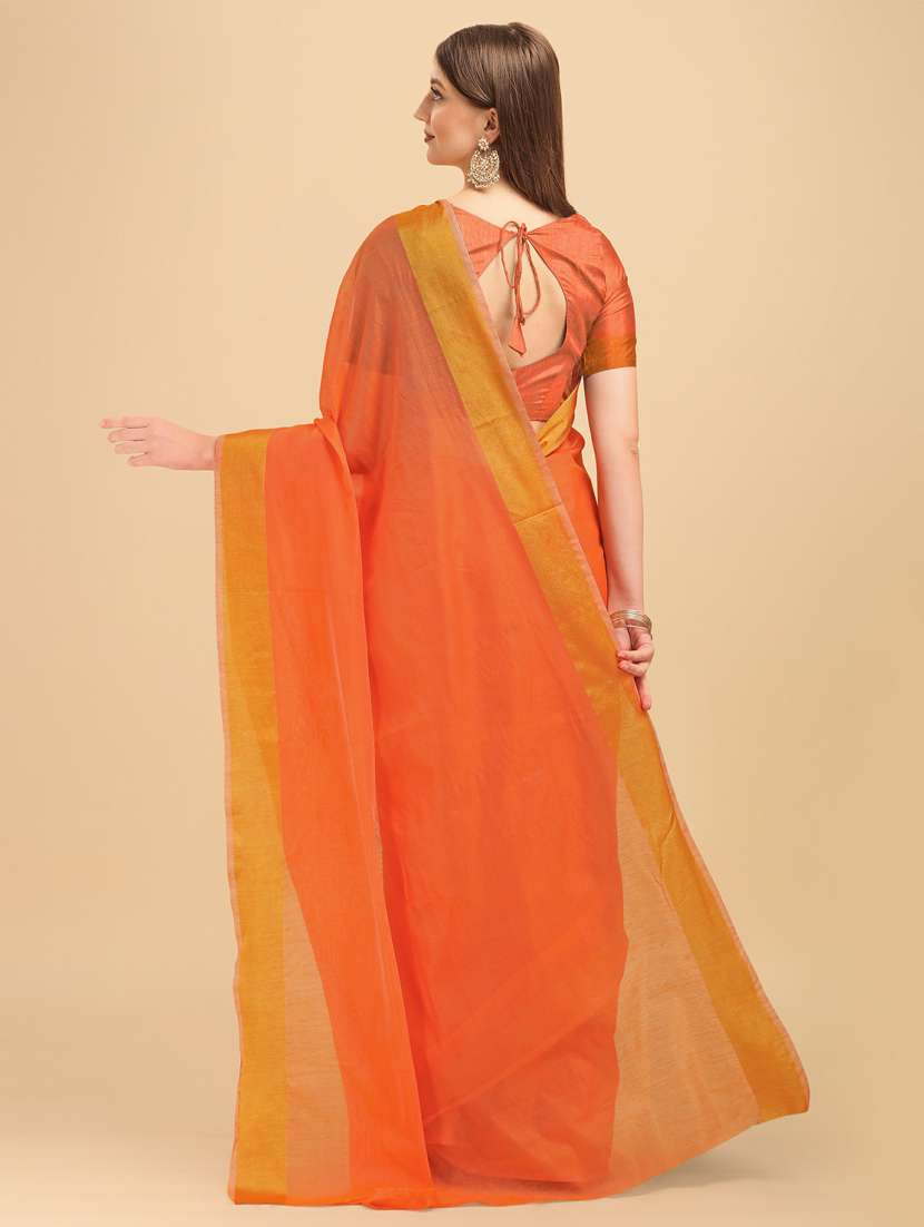 orange silk banarasi saree with blouse - 19161196 - Standard Image - 3