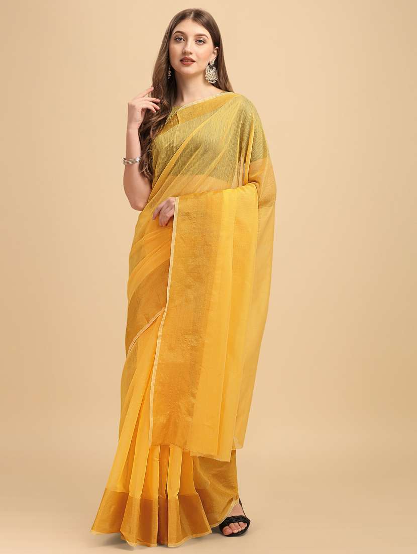 yellow silk banarasi saree - 19161200 - Zoom Image - 0