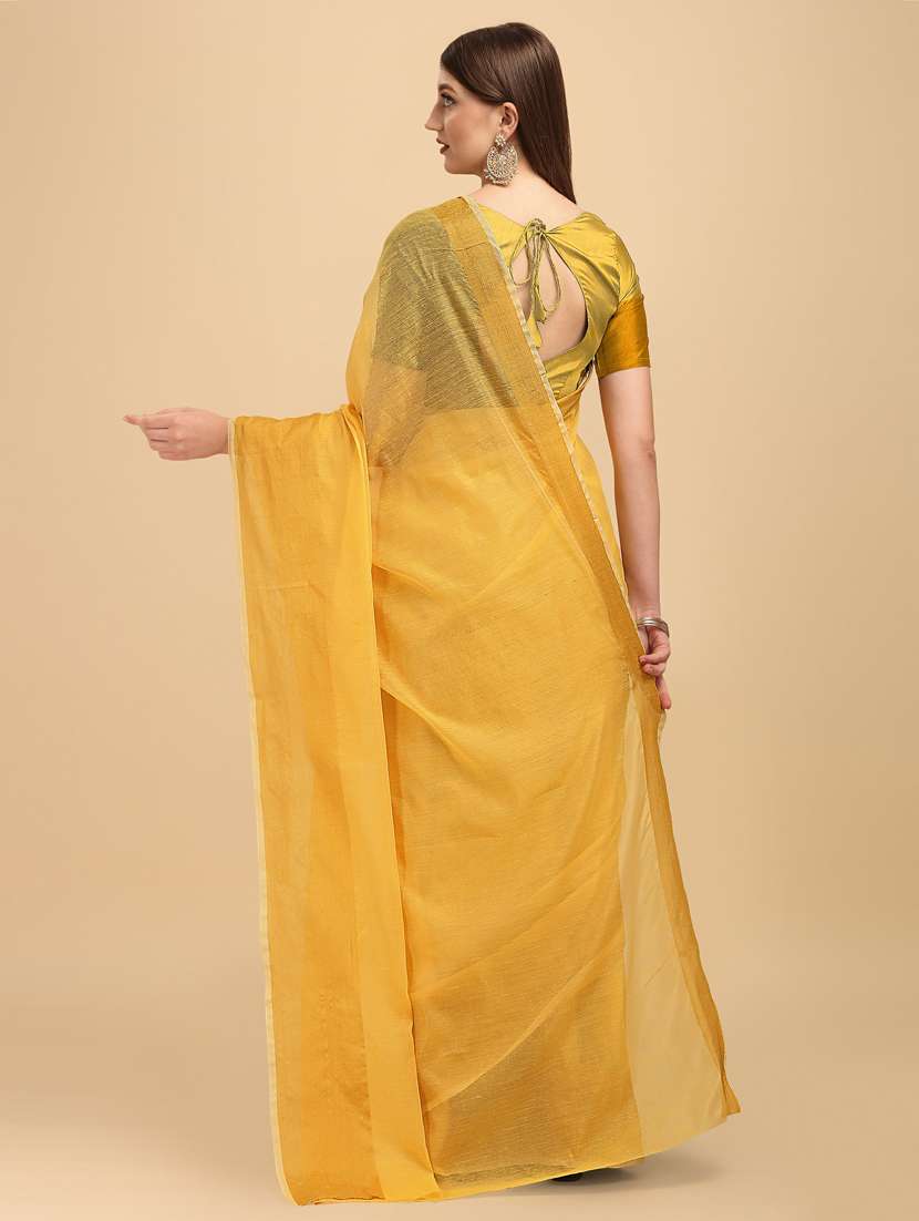 yellow silk banarasi saree - 19161200 - Standard Image - 3