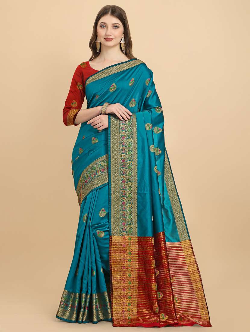 self design banarasi saree with blouse - 19161241 - Zoom Image - 0