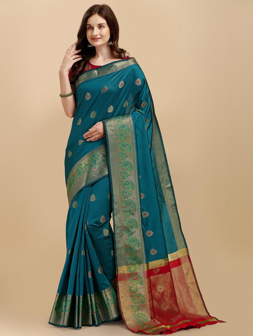 self design banarasi saree with blouse - 19161250 - Zoom Image - 0