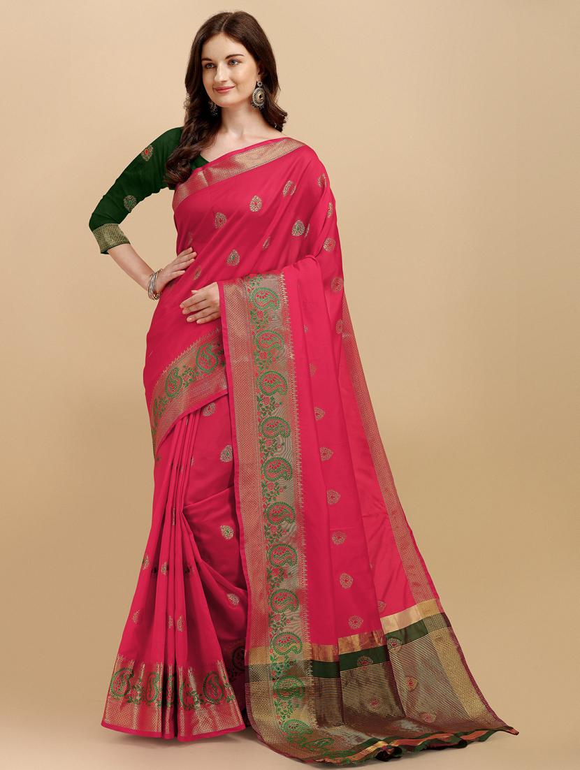 pink silk banarasi saree with blouse - 19161252 - Zoom Image - 0