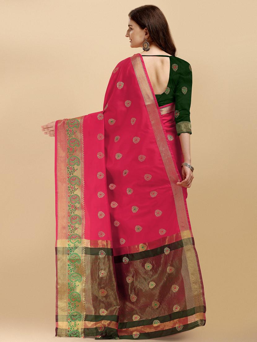 pink silk banarasi saree with blouse - 19161252 - Standard Image - 3
