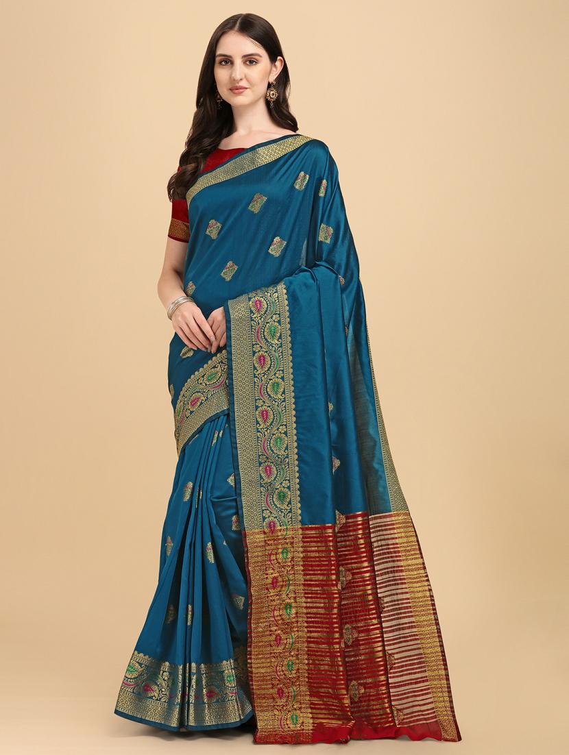 self design banarasi saree with blouse - 19161256 - Zoom Image - 0