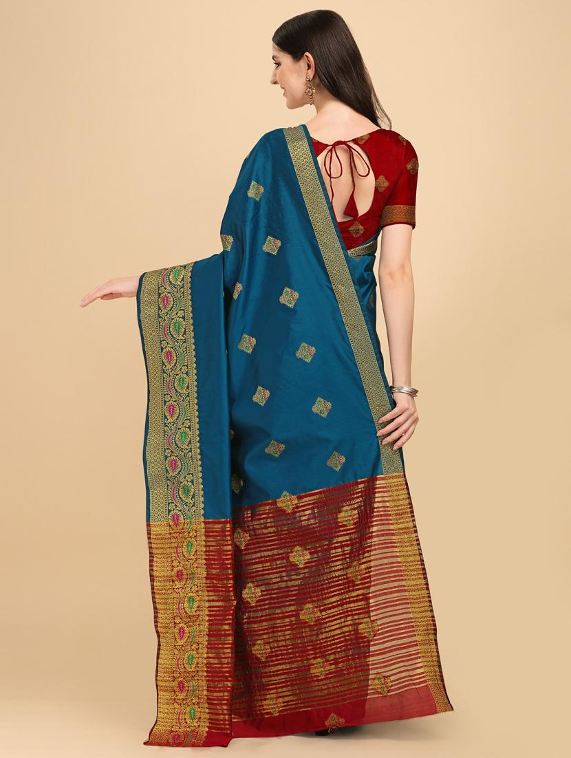 self design banarasi saree with blouse - 19161256 - Standard Image - 3