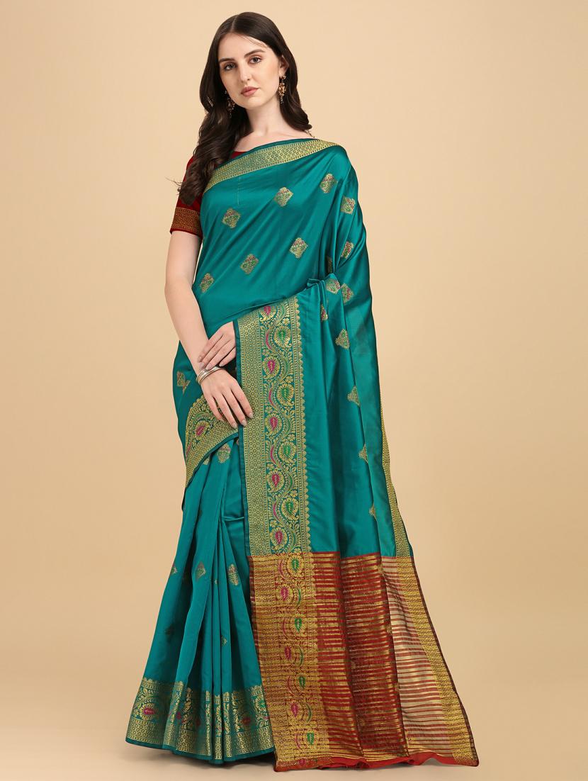 self design banarasi saree with blouse - 19161262 -  Zoom Image - 0