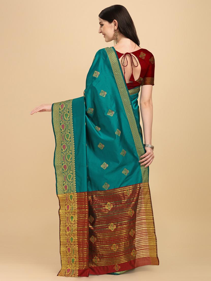 self design banarasi saree with blouse - 19161262 - Standard Image - 3