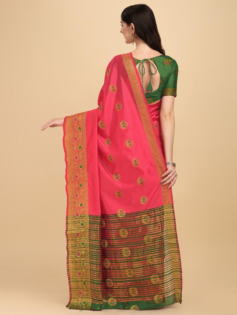 self designed jacquard saree with blouse - 19161326 - Standard Image - 3