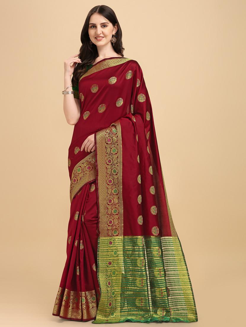 self designed jacquard saree with blouse - 19161327 - Zoom Image - 0