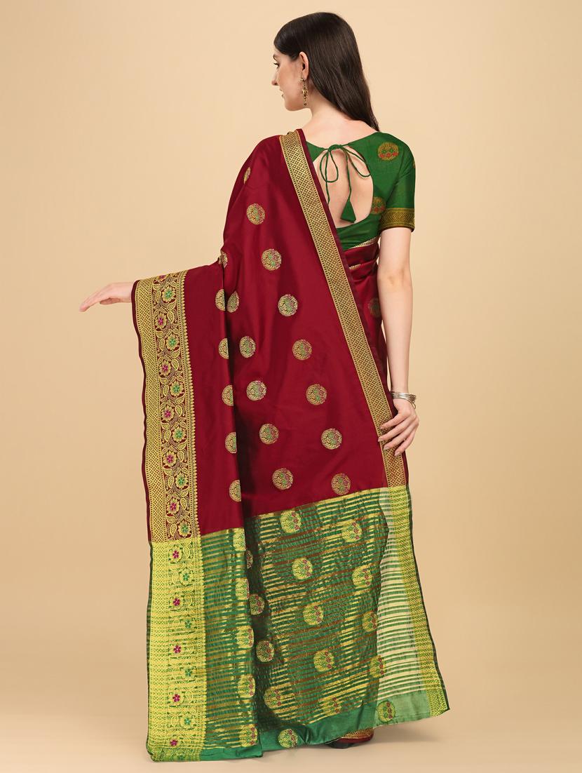 self designed jacquard saree with blouse - 19161327 - Standard Image - 3