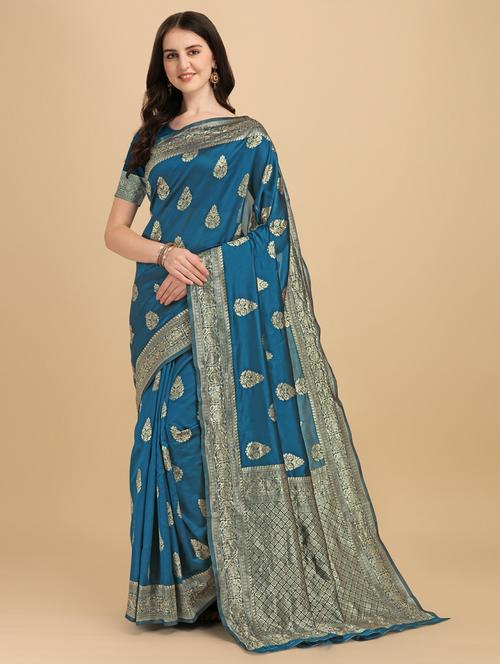 self designed jacquard saree with blouse - 19161331 - Standard Image - 0
