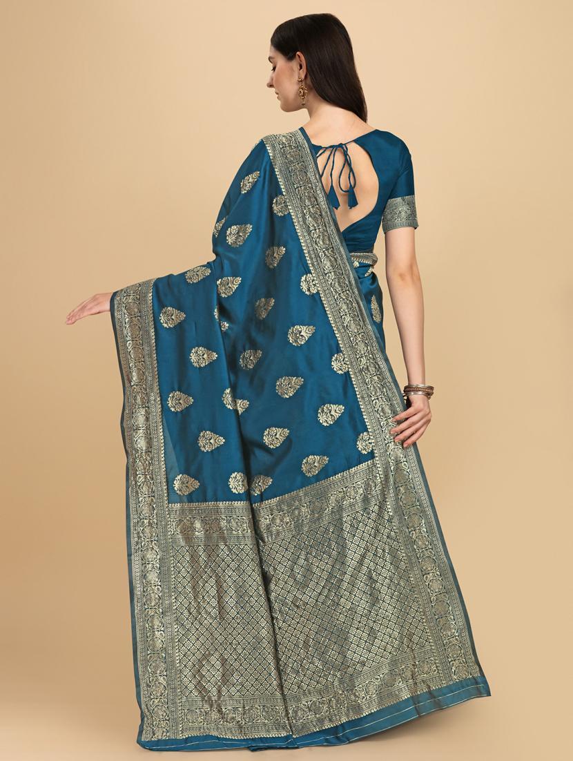 self designed jacquard saree with blouse - 19161331 - Standard Image - 3