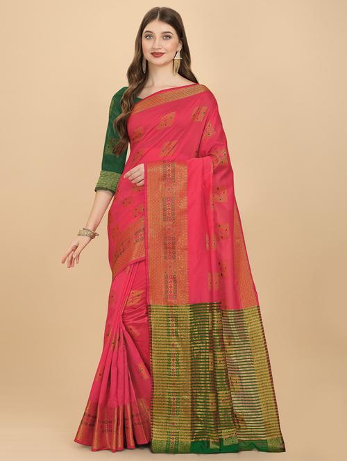 self designed jacquard saree with blouse - 19161332 - Standard Image - 0