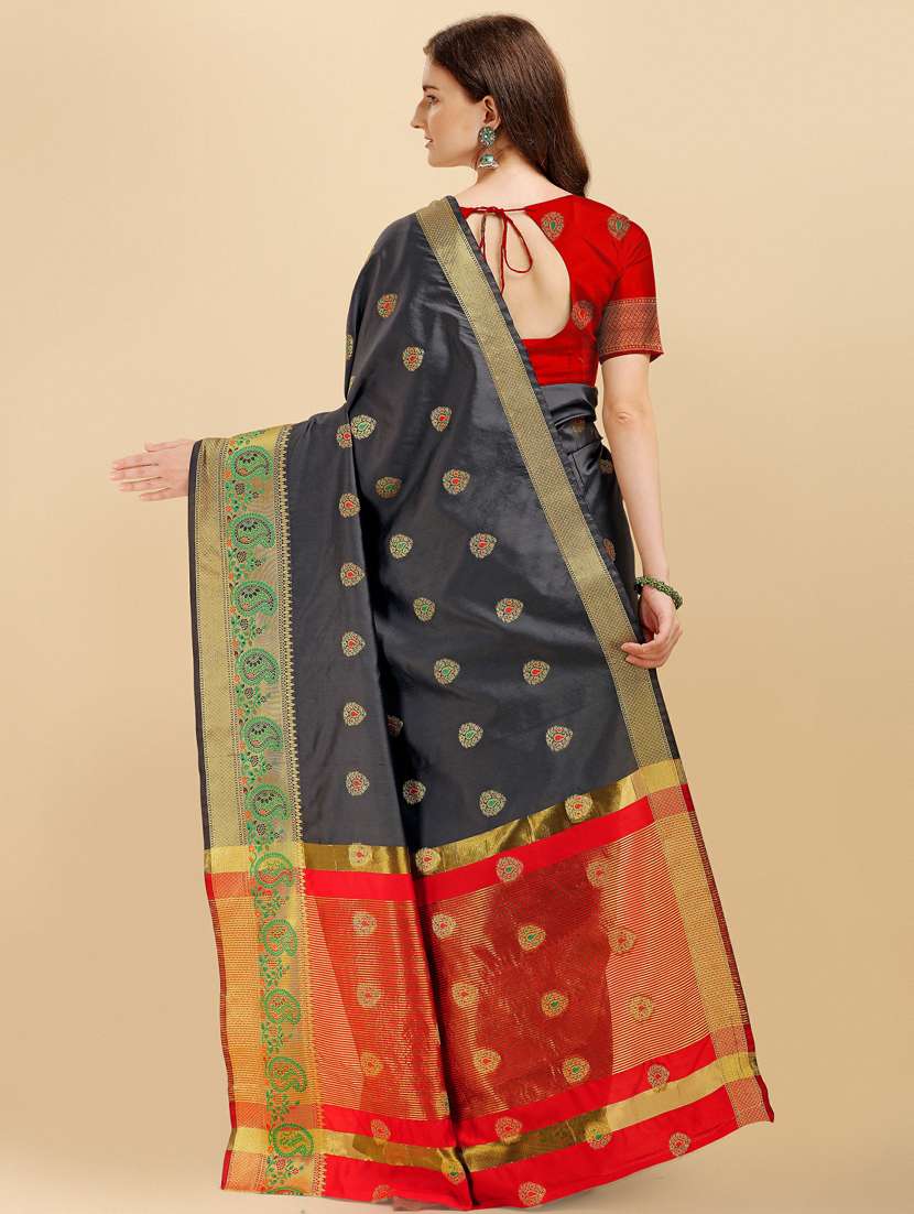 self designed jacquard saree with blouse - 19161335 -  Standard Image - 3