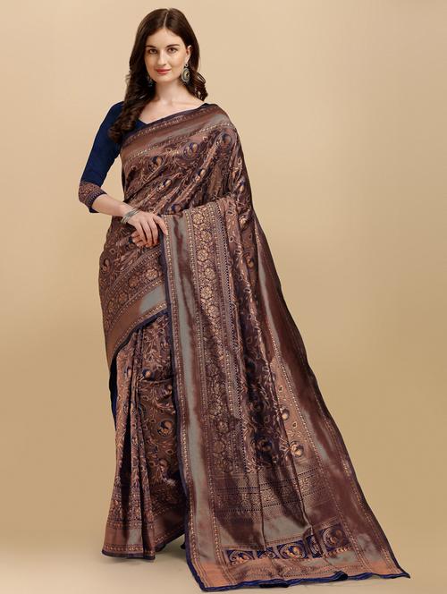 self designed jacquard saree with blouse - 19162452 -  Standard Image - 0