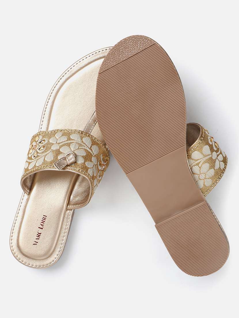 gold faux leather one toe sandals - 19163075 -  Standard Image - 5