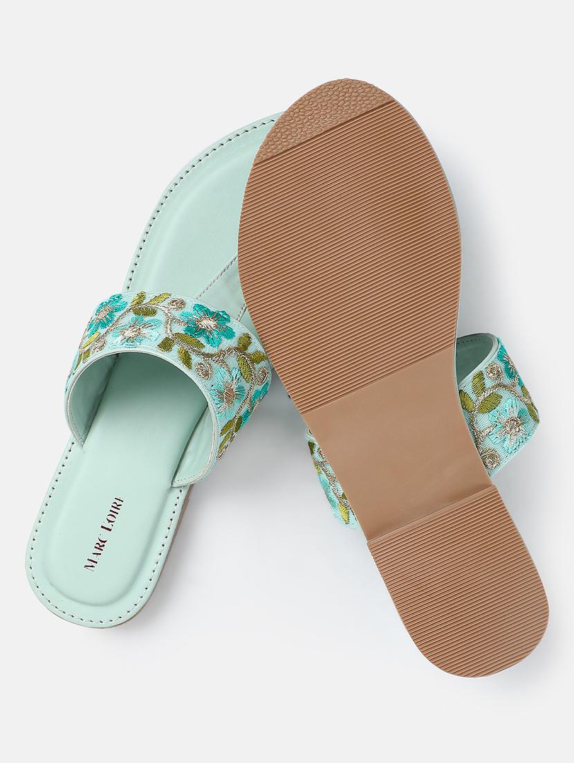 green faux leather tstrap sandals - 19163084 - Standard Image - 5