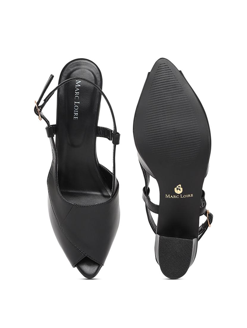 black synthetic back strap sandals - 19163542 - Standard Image - 5