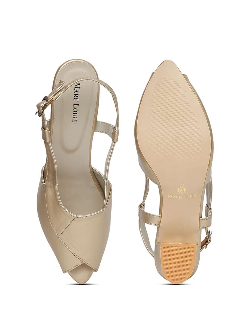 gold synthetic back strap sandals - 19163543 - Standard Image - 5