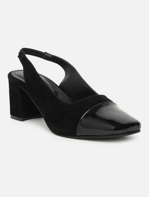black synthetic back strap sandals - 19163572 - Standard Image - 0