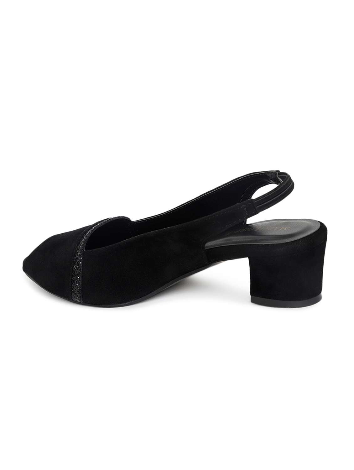 women black low heel sandal with back strap - 19163659 - Standard Image - 3