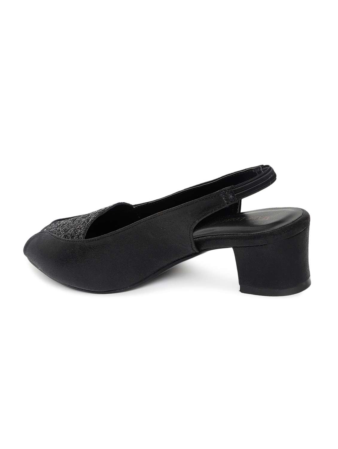 women black low heel sandal with back strap - 19163660 - Standard Image - 3