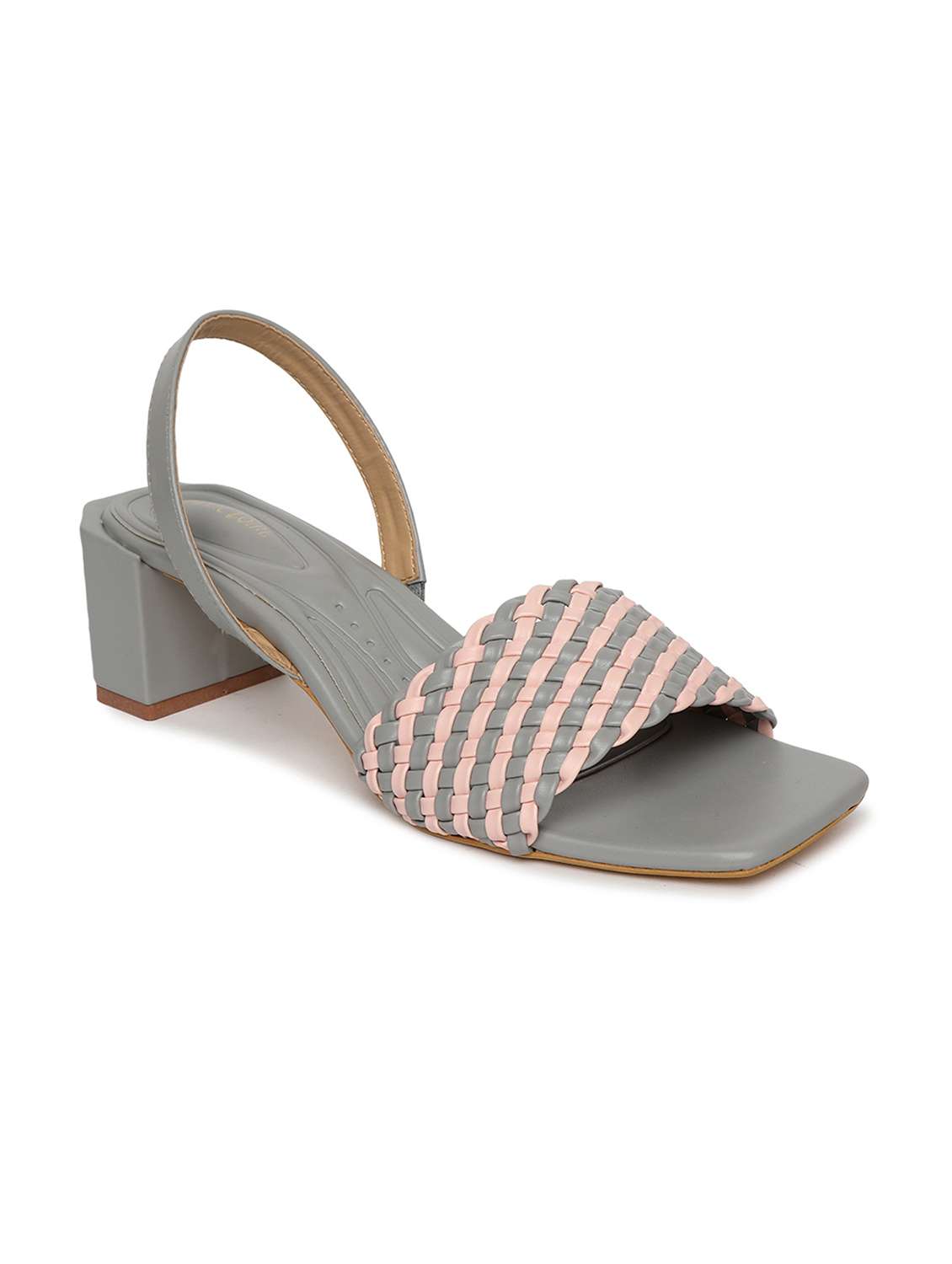 women grey slip on sandal with back strap