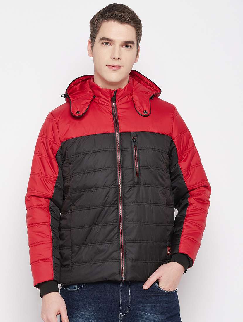 men color block long sleeve quilted jacket