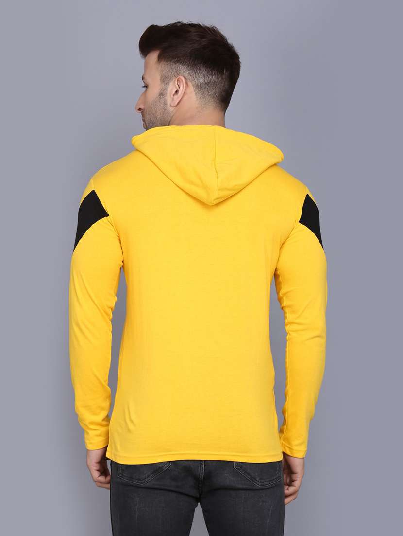 men hood neck color block t-shirt - 19164005 -  Standard Image - 3