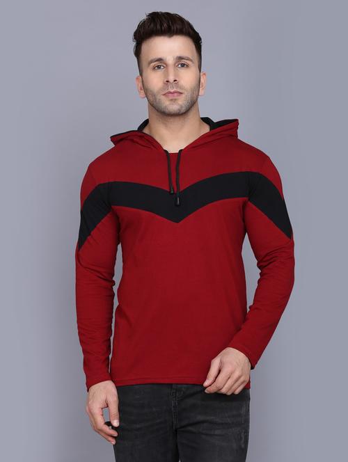 hood neck solid hooded t-shirt - 19164015 -  Standard Image - 0