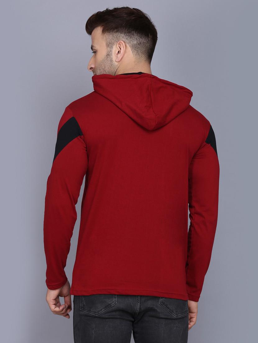 hood neck solid hooded t-shirt - 19164015 - Standard Image - 3