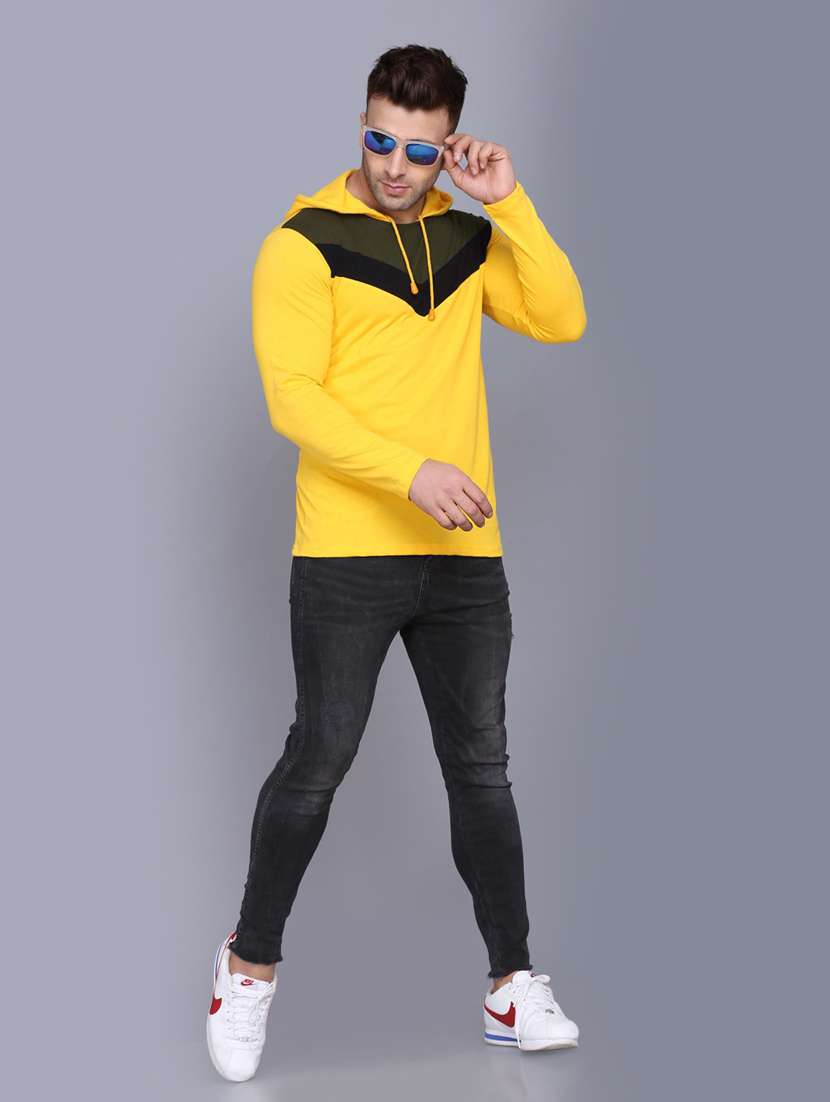 men color block long sleeves hooded t-shirt - 19164059 - Standard Image - 3